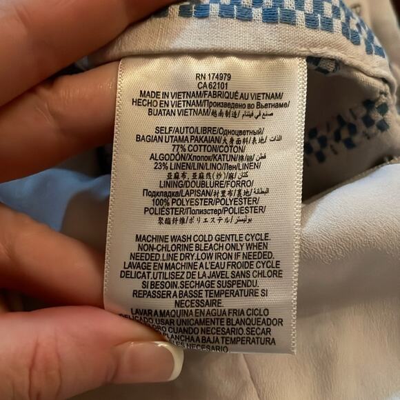 BCBGeneration 4 jumpsuit coastal grandma linen bow stripe beach white blue - Picture 8 of 8